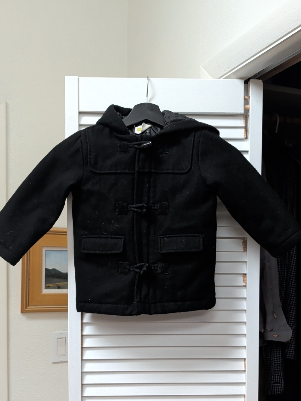 Crazy 8 Black Toddler Wool Blend Hooded Pea Coat